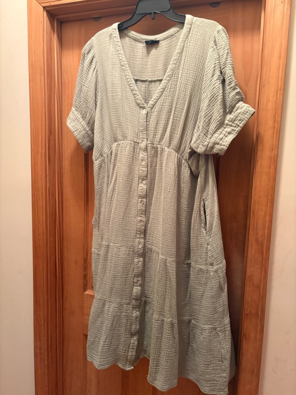 Relaxed Sage Button-Front Maxi Dress